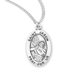 Sterling Silver Oval Saint Jason Medal