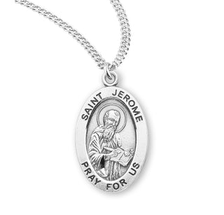 Sterling Silver Oval Saint Jerome Medal