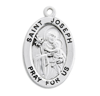Sterling Silver Oval St. Joseph Medal