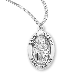Sterling Silver Oval Saint Joseph Medal