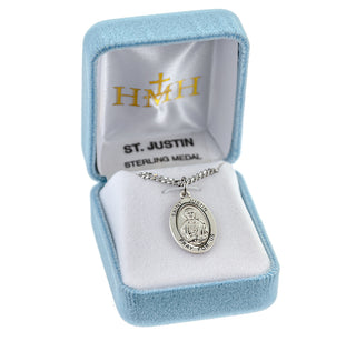 Sterling Silver Oval Shaped St. Justin Medal