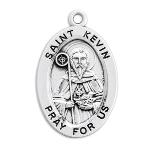 Sterling Silver Oval Shaped St. Kevin Medal