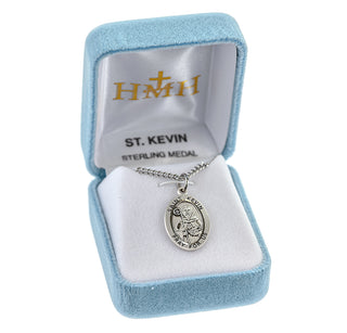 Sterling Silver Oval Shaped St. Kevin Medal