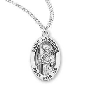 Sterling Silver Oval Shaped Saint Lawrence Medal