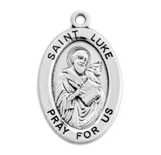 Sterling Silver Oval Shaped St. Luke Medal