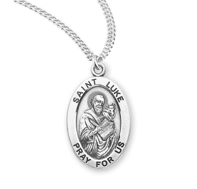 Sterling Silver Oval Shaped St. Luke Medal