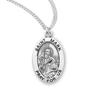 Sterling Silver Oval Shaped Saint Mark Medal