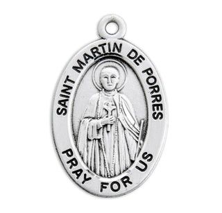 Sterling Silver Oval Shaped St. Martin De Porres Medal