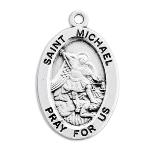 Sterling Silver Oval Shaped St. Michael Medal