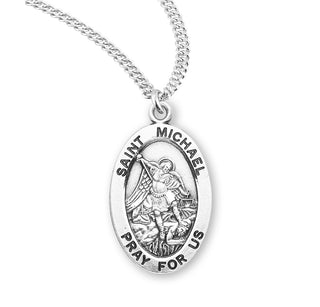 Sterling Silver Oval Shaped Saint Michael Medal