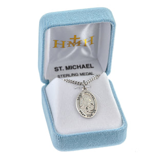 Sterling Silver Oval Shaped St. Michael Medal