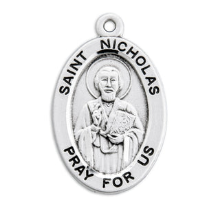 Sterling Silver Oval Shaped St. Nicholas Medal