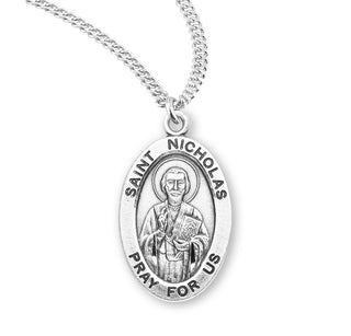 Sterling Silver Oval Shaped Saint Nicholas Medal