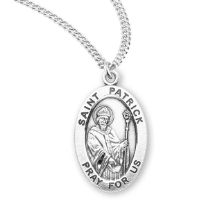 Sterling Silver Oval Shaped Saint Patrick Medal