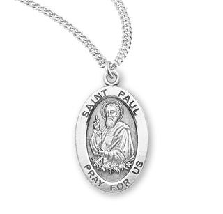 Sterling Silver Oval Shaped Saint Paul Medal