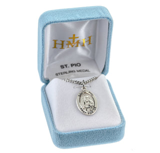 Sterling Silver Oval Shaped St. Pio Medal