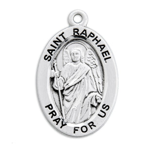 Sterling Silver Oval Shaped St. Raphael Medal