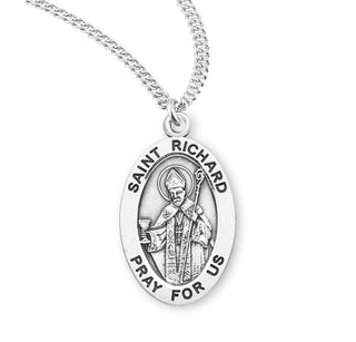 Sterling Silver Oval Shaped Saint Richard Medal
