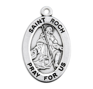 Sterling Silver Oval Shaped St. Roch Medal