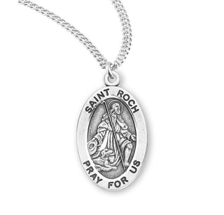Sterling Silver Oval Shaped Saint Roch Medal