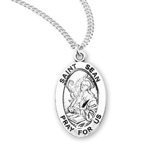 Sterling Silver Oval Shaped Saint Sean Medal