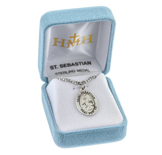 Sterling Silver Oval Shaped St. Sebastian Medal