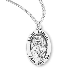 Sterling Silver Oval Shaped Saint Samuel Medal