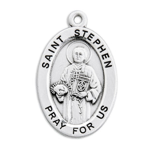 Sterling Silver Oval Shaped St. Stephen Medal