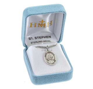 Sterling Silver Oval Shaped St. Stephen Medal