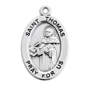 Sterling Silver Oval Shaped St. Thomas Aquinas Medal