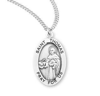 Sterling Silver Oval Shaped Saint Thomas Aquinas Medal