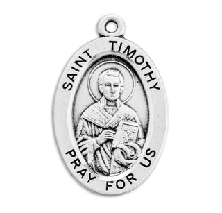 Sterling Silver Oval Shaped St. Timothy Medal