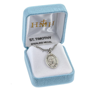 Sterling Silver Oval Shaped St. Timothy Medal