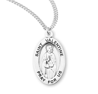 Sterling Silver Oval Shaped Saint Valentine Medal