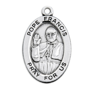 Sterling Silver Oval Shaped Pope Francis Medal