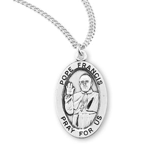 Sterling Silver Oval Shaped Pope Francis Medal