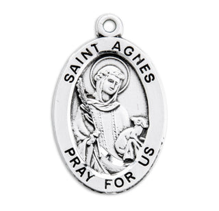 Sterling Silver Oval Shaped St. Agnes Medal