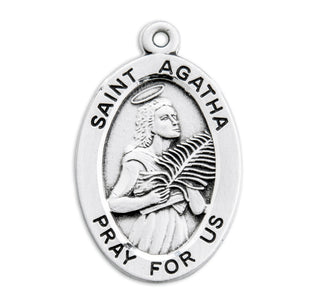 Sterling Silver Oval Shaped St. Agatha Medal