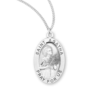 Sterling Silver Oval Shaped Saint Agatha Medal