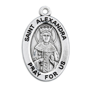 Sterling Silver Oval Shaped St. Alexandra Medal