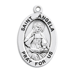 Sterling Silver Oval Shaped St. Angela Medal