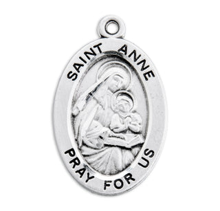 Sterling Silver Oval Shaped St. Anne Medal