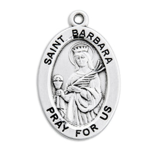 Sterling Silver Oval Shaped St. Barbara Medal