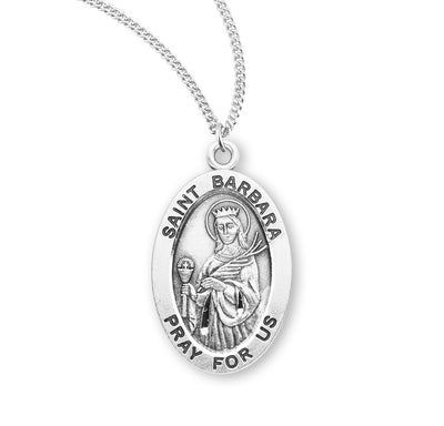Sterling Silver Oval Shaped St. Barbara Medal