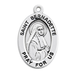 Sterling Silver Oval Shaped St. Bernadette Medal