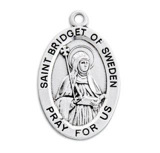 Sterling Silver Oval Shaped St. Bridget of Sweden Medal