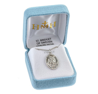 Sterling Silver Oval Shaped St. Bridget of Sweden Medal