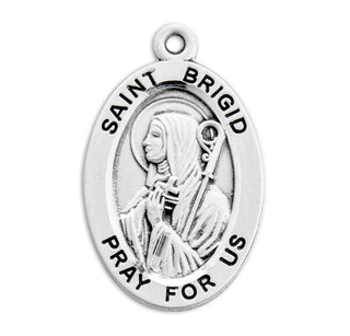 Sterling Silver Oval Shaped St. Brigid Medal