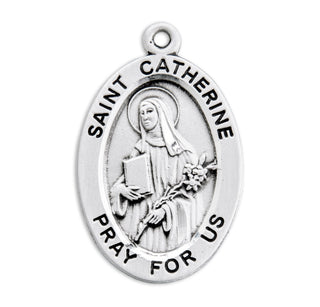 Sterling Silver Oval Shaped St. Catherine Medal