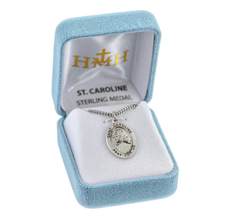 Sterling Silver Oval Shaped St. Caroline Medal